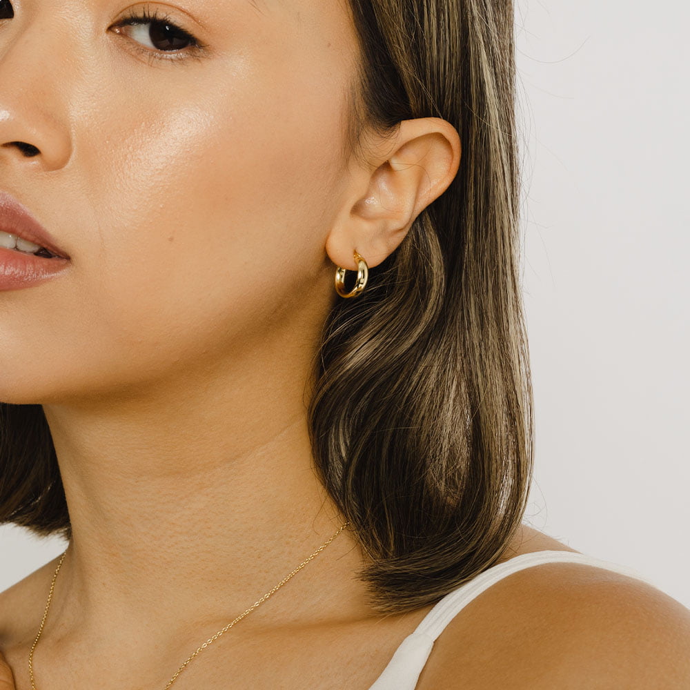 Gold cross hoop earrings - Fashion Gold Earrings -Cool huggie Earrings -  Nadin Art Design - Personalized Jewelry